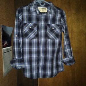 Urban pipeline button down flannel top